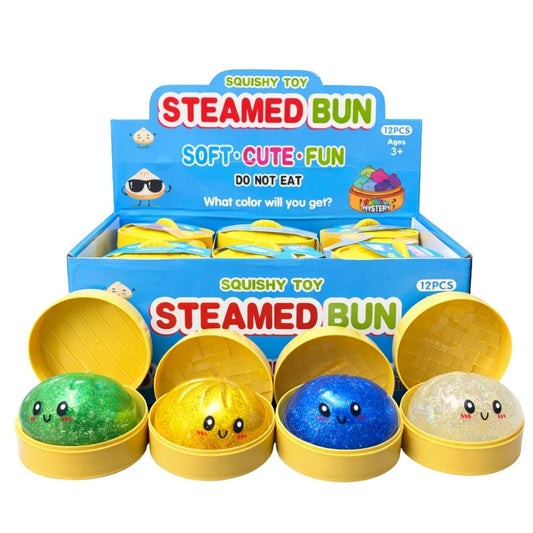 Squishy Glitter Bao Dumpling In Steamer Basket 8.5cm